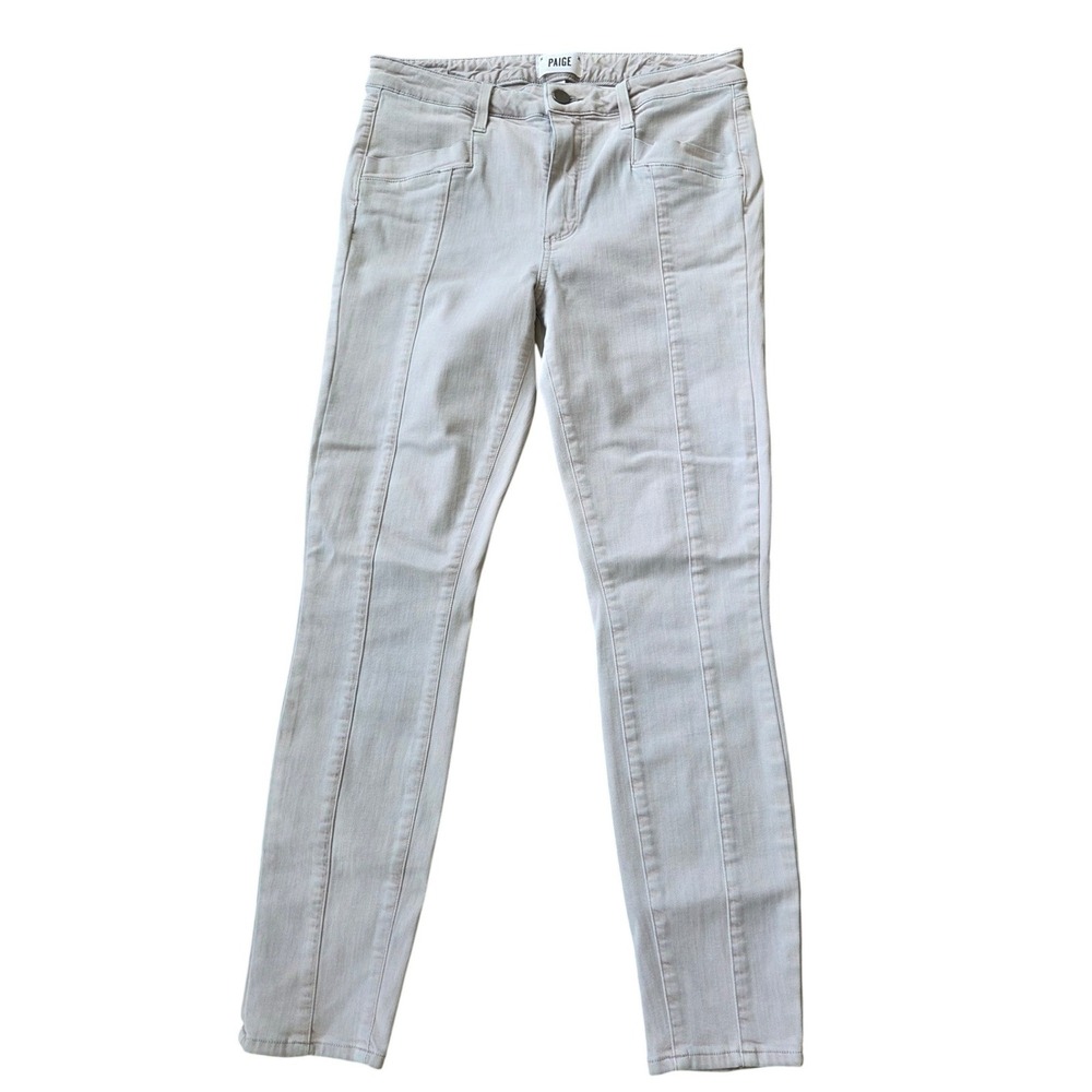 Paige Transcend Skinny Jeans Light Grey Front Seam Detail‎ Size 30